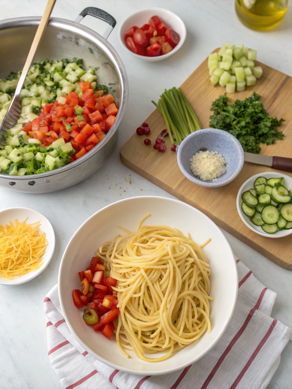 spaghetti salad recipe preparing steps